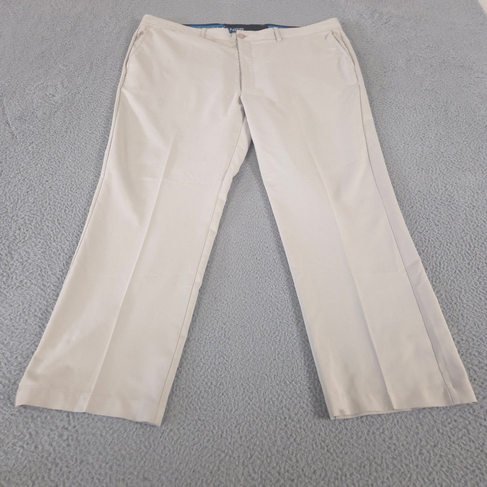 Roundtree & Yorke Pants Mens 44x30 Beige Performance Straight Leg Khaki Trousers